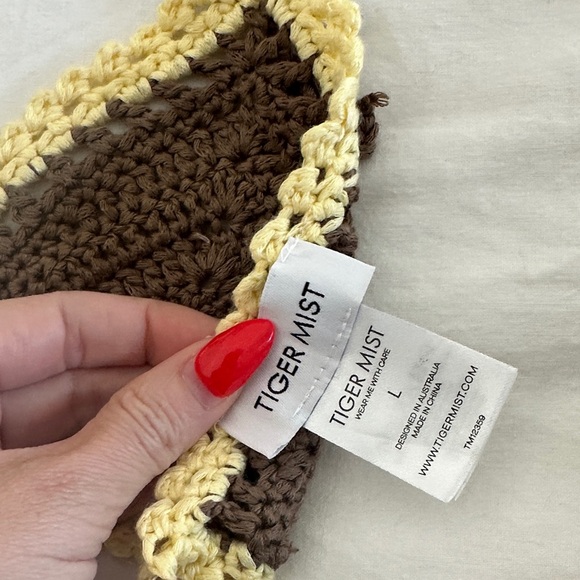 Tiger mist Brown and Yellow Crochet Bikini Set L top / M bottoms - Picture 5 of 7